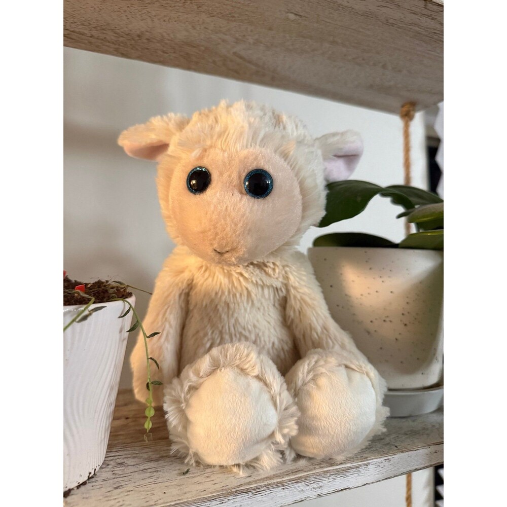 Ty Attic Treasures 8” Rachel the Cream Lamb Sheep Stuffy Plush Blue Eyes